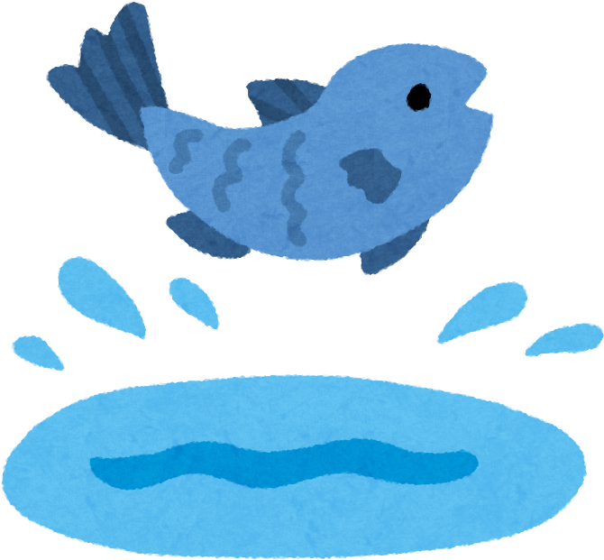 イラスト フリー 夏 - 跳ねる 魚 イラスト (749x749)