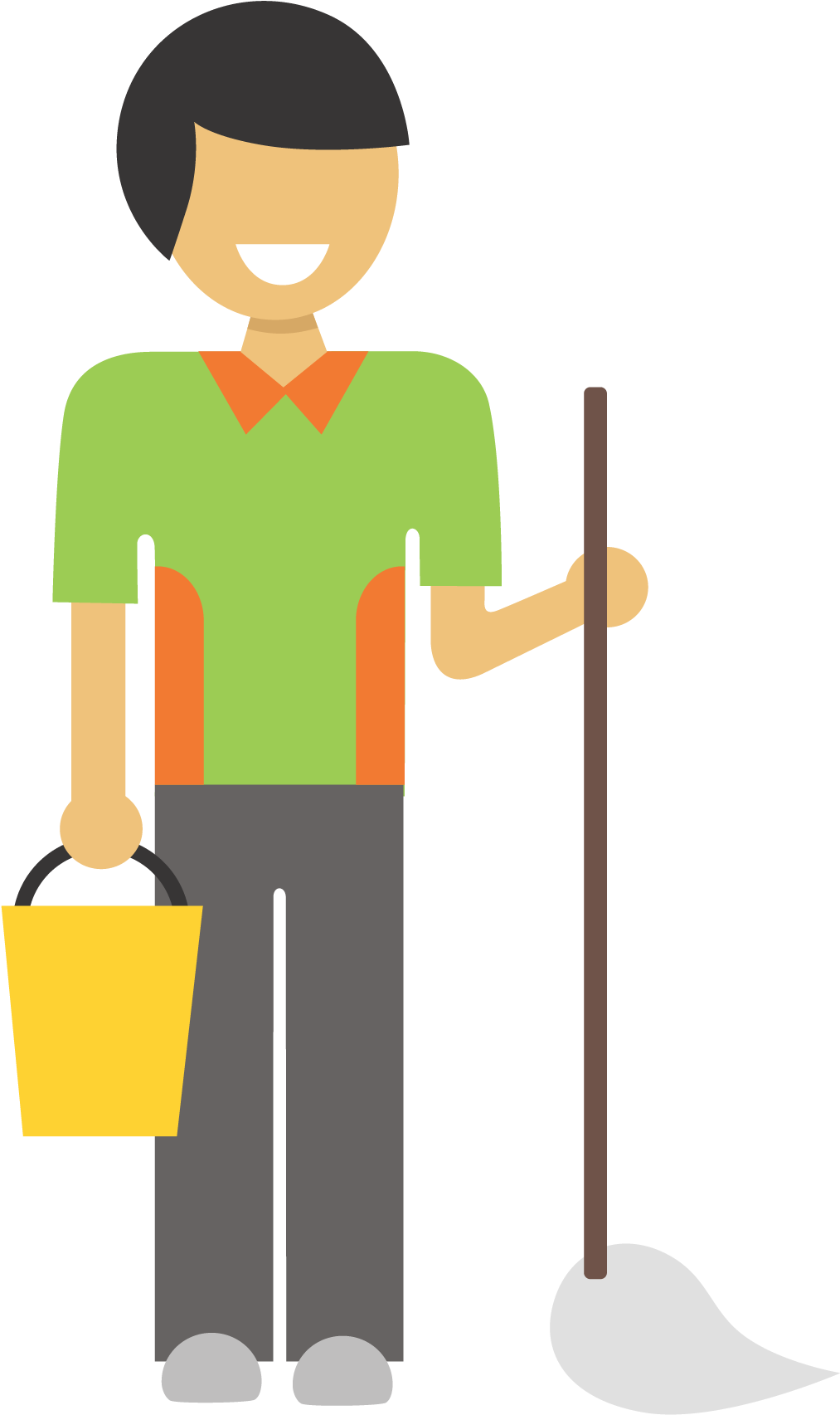 Illustration Of Man Holding A Bucket And A Mop - Mop (1851x2251)