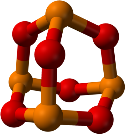 Phosphorus In Orange, Oxygen In Red - White Phosphorus Ball And Stick Diagram (440x469)