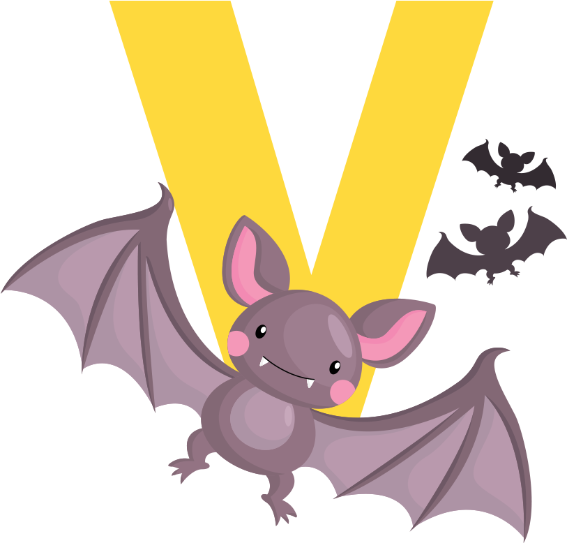 Bat Drawing Euclidean Vector Illustration - Hermosa Collection Fun Educational Alphabet With Animals (1600x1600)
