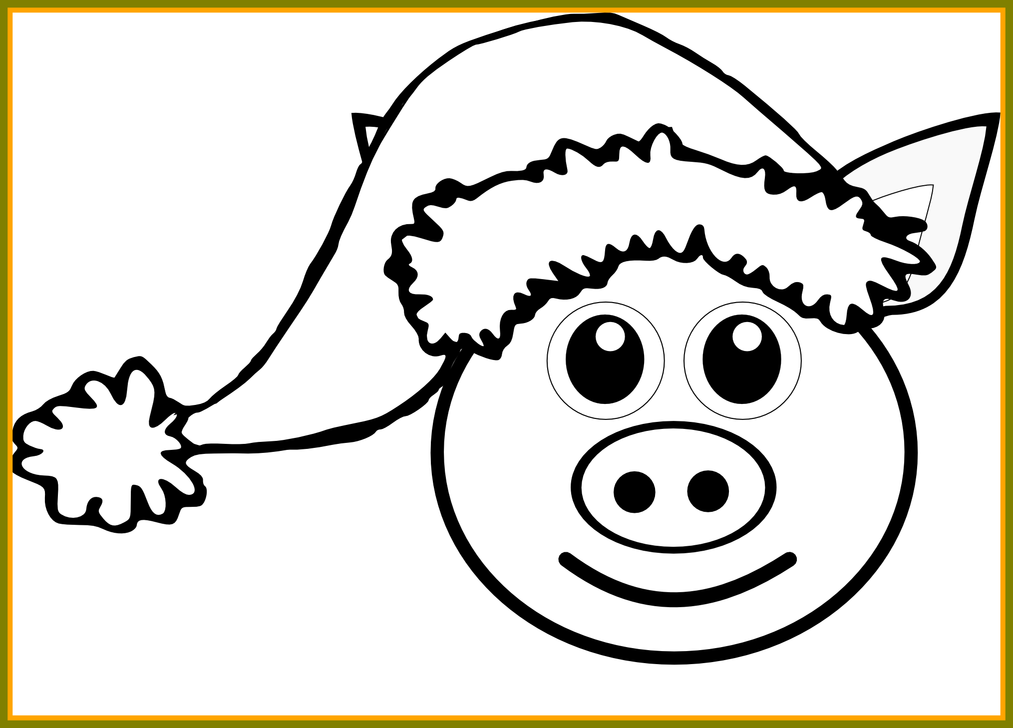 Awesome Pig Line Art Clip On Clipart Pict For Piggy - Christmas Hat (2029x1458)