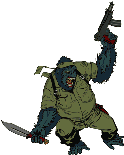 Ape Soldier - Custom Gorilla Soldier Shower Curtain (512x640)