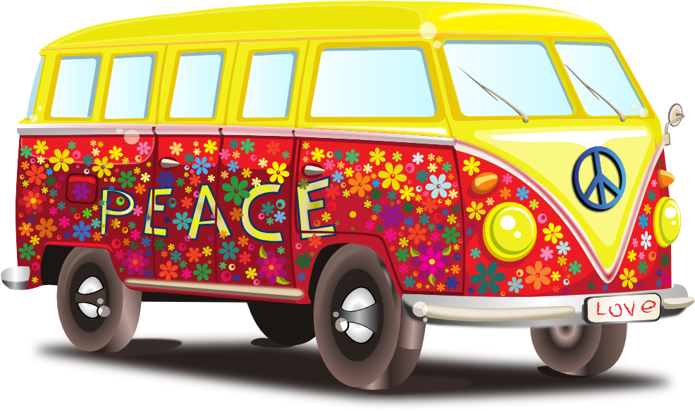 Volkswagen, Car, Bus, Mobile Home, Travel, Trip - Peace And Love Bus (999x999)