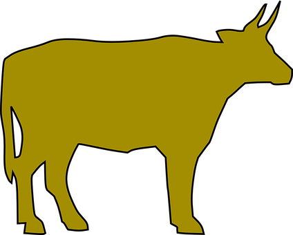Cattle, Farm, Cow, Milk, Beef - Yellow Cow Png (424x340)