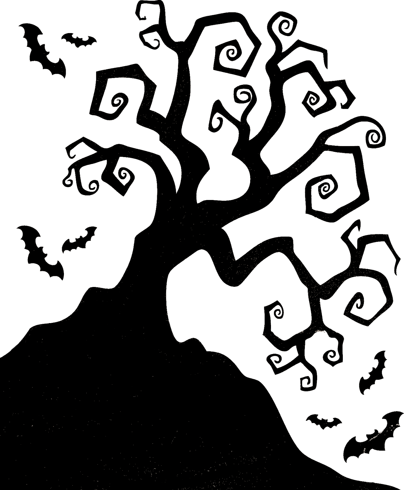 Silhouettes Di Halloween - Halloween Tree Vector (1321x1600)