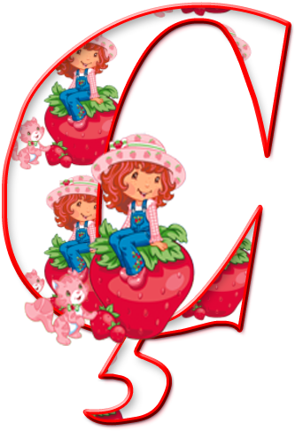 Alfabeto De Strawberry Shortcake Sentada En Una Fresa - Sacola Plastica Moranguinho U (333x486)