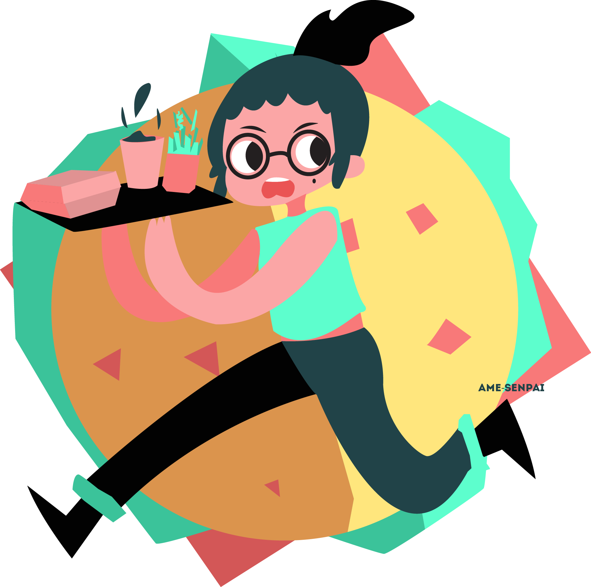 Made On Adobe Illustrator Running Away From Fastfood - Made On Adobe Illustrator Running Away From Fastfood (1878x1865)