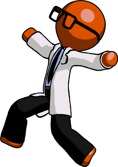 Orange Doctor Scientist Man Running Away - Panic (390x550)