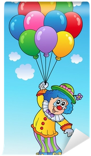 Flying Clown With Cartoon Balloons Wall Mural • Pixers® - Cartoon Balloons (400x400)