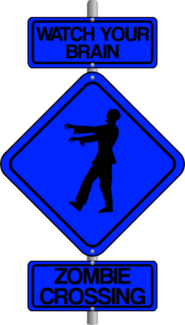 Zombie Crossing The Street Comic Traffic Sign - Traffic Sign (600x1053)