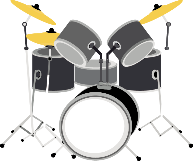Musical Instrument Drum Microphone Rock Music - Drum Set Cartoon Png (617x516)