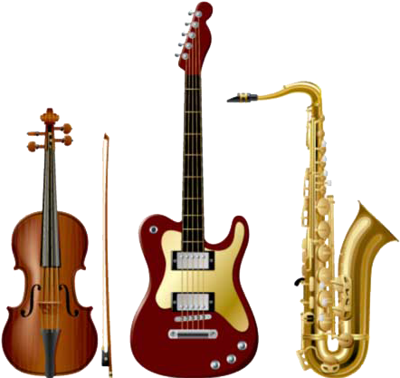 Musical Instrument Store Tempe - Music Wall Sticker - Musical Instruments Guitar (451x421)