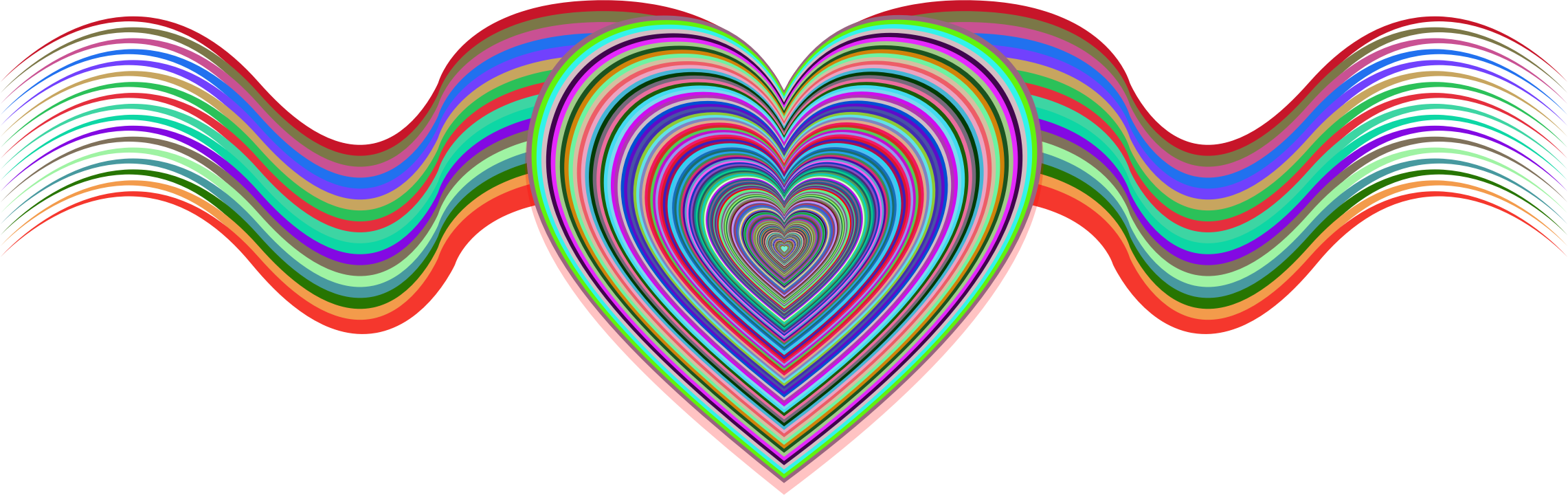 Big Image - Ribbon Heart Clipart Png (2282x720)