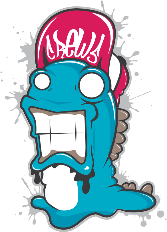 Monster Fish For Crew Five Apparel By Jason Arroyo - Graffiti Monster Png (600x823)