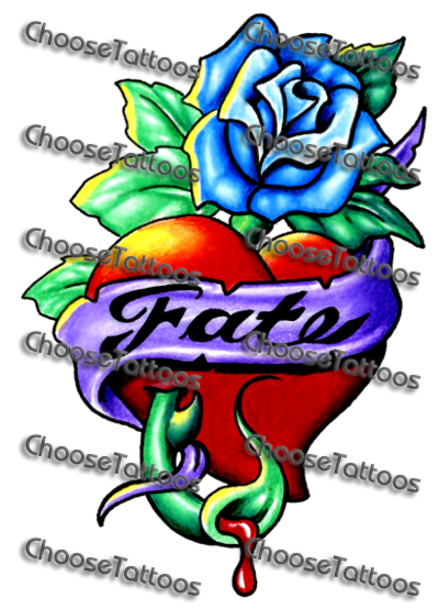 Purple Banner Ribbon Heart - Tattoo Designs (400x554)