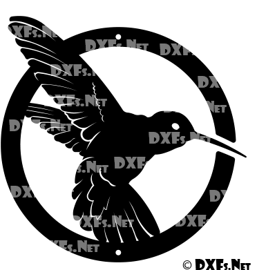 Hummingbird Dxf File Design For Cnc Cutting Machine - Hummingbird In Circle (400x400)