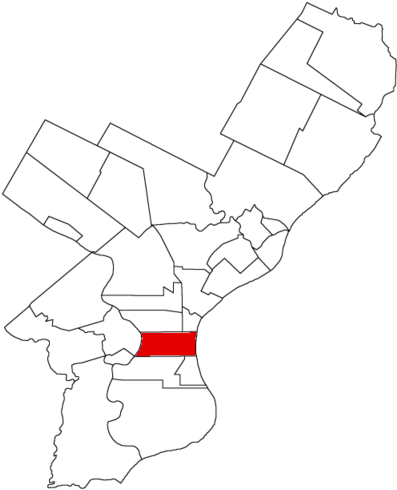 Map Of Philadelphia County, Pennsylvania Highlighting - Northern Liberties (400x497)