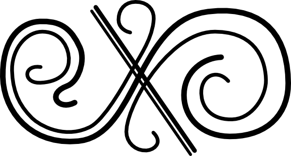 Flourish Two, Horizontal Clip Art - Small Black And White Design (613x340)