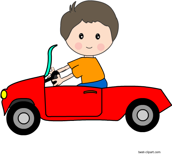Kid Driving A Red Car Clipart - Car (550x550)