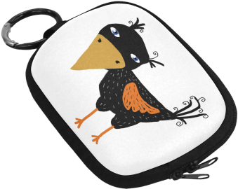 Cute Black Baby Bird Illustration Coin Purse - Sac A Main En Cuir Et Porte-monnaie Assorti-892- Image (500x500)
