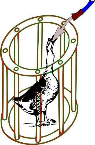 Battery Force-fed Goose Vector Clip Art - Clip Art (327x500)