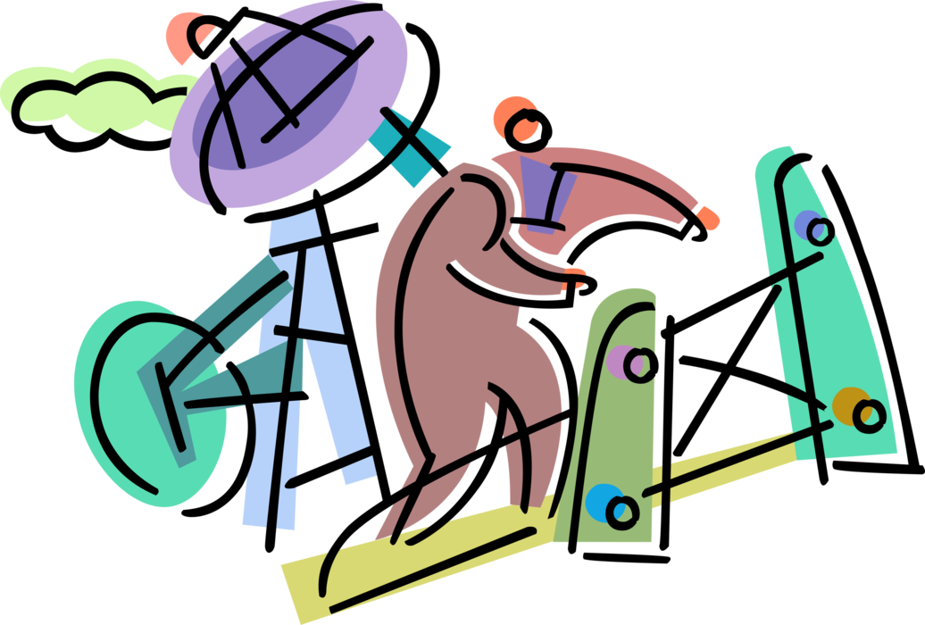 Vector Illustration Of Technician Adjusts Satellite - Vector Illustration Of Technician Adjusts Satellite (1036x700)