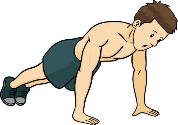 Pilates In The Morning - Cartoon Man Doing Push Ups (600x423)