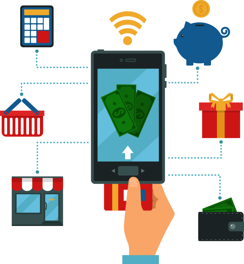 Online Banking Poster Drawing - Poster On E Banking Clipart (923x1000)