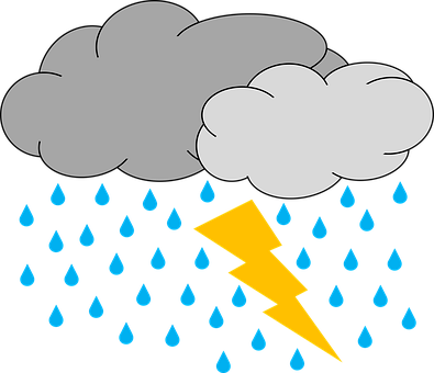 Daily Daily Sketch Lightning Rain Raining - Thunderstorm Clipart (395x340)