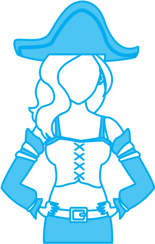 Beautiful Woman Pirate Cartoon - Vector Graphics (550x550)