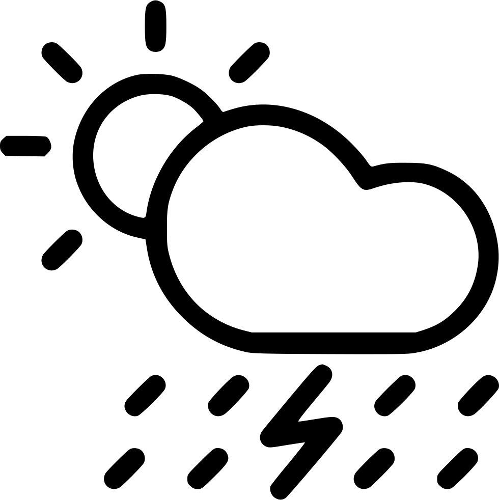 Cloud Rain Rainfall Thunder Daytime Lightning Sun Comments - Sun And Thunder Black & White Clip Art (980x982)