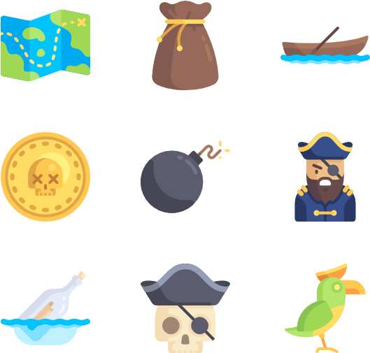 Pirates - Pirates Flat Icon Pack (600x564)