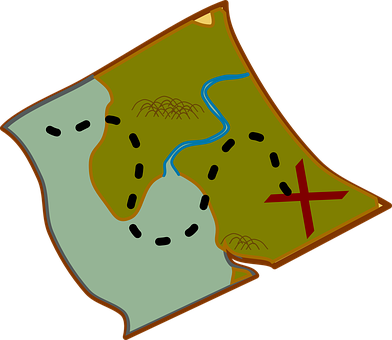 Map Treasure Pirate X Marks The Spot Quest - Map Clipart Transparent Background (392x340)