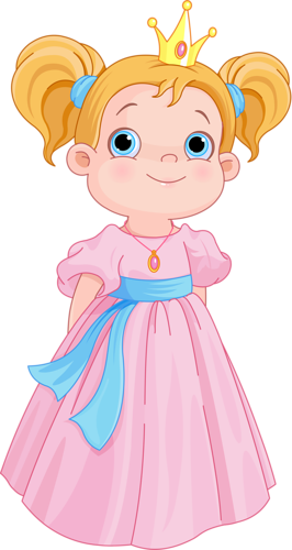 Princess Girl Cliparts - Little Girl Princess Clipart (266x500)