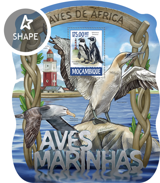 Post Stamp Mozambique Moz 15227 B Seabirds - Great Blue Heron (600x600)