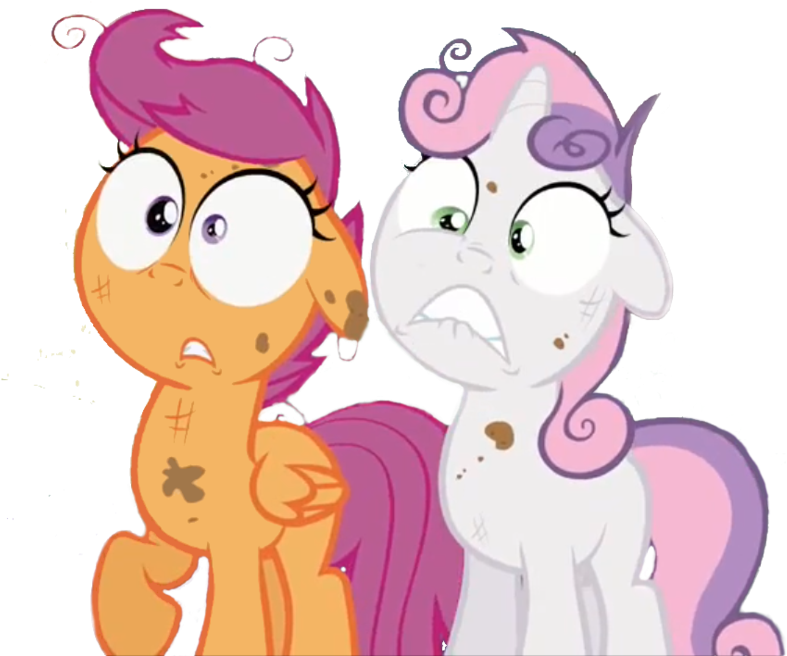 Scootaloo And Sweetie Belle By Herrmyrddin - Scootaloo Shocked (900x698)