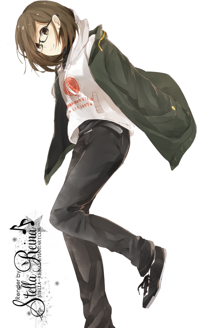 Ramah - - Anime Girl With Short Brown Hair And Glasses (713x1120)