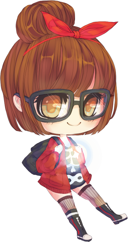 Dorky Glasses By Fuwaffy On Deviantart - Chibi Anime With Glasses (434x818)