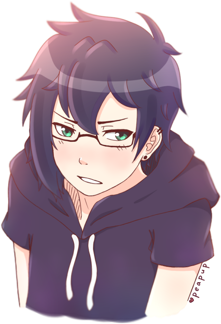 Glasses Seb - Anime Boy With Freckles (600x675)