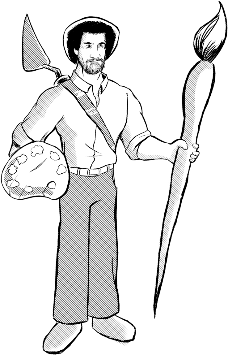 Image Result For Bob Ross Coloring Sheet Bob Ross Happy - Bob Ross Coloring Page (900x1370)