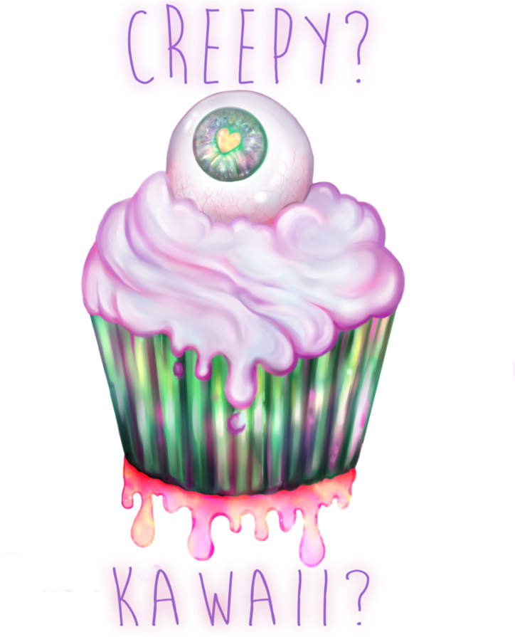 Kawaii Creepy Eye Cupcake By Czbaterka - Drawing (894x894)