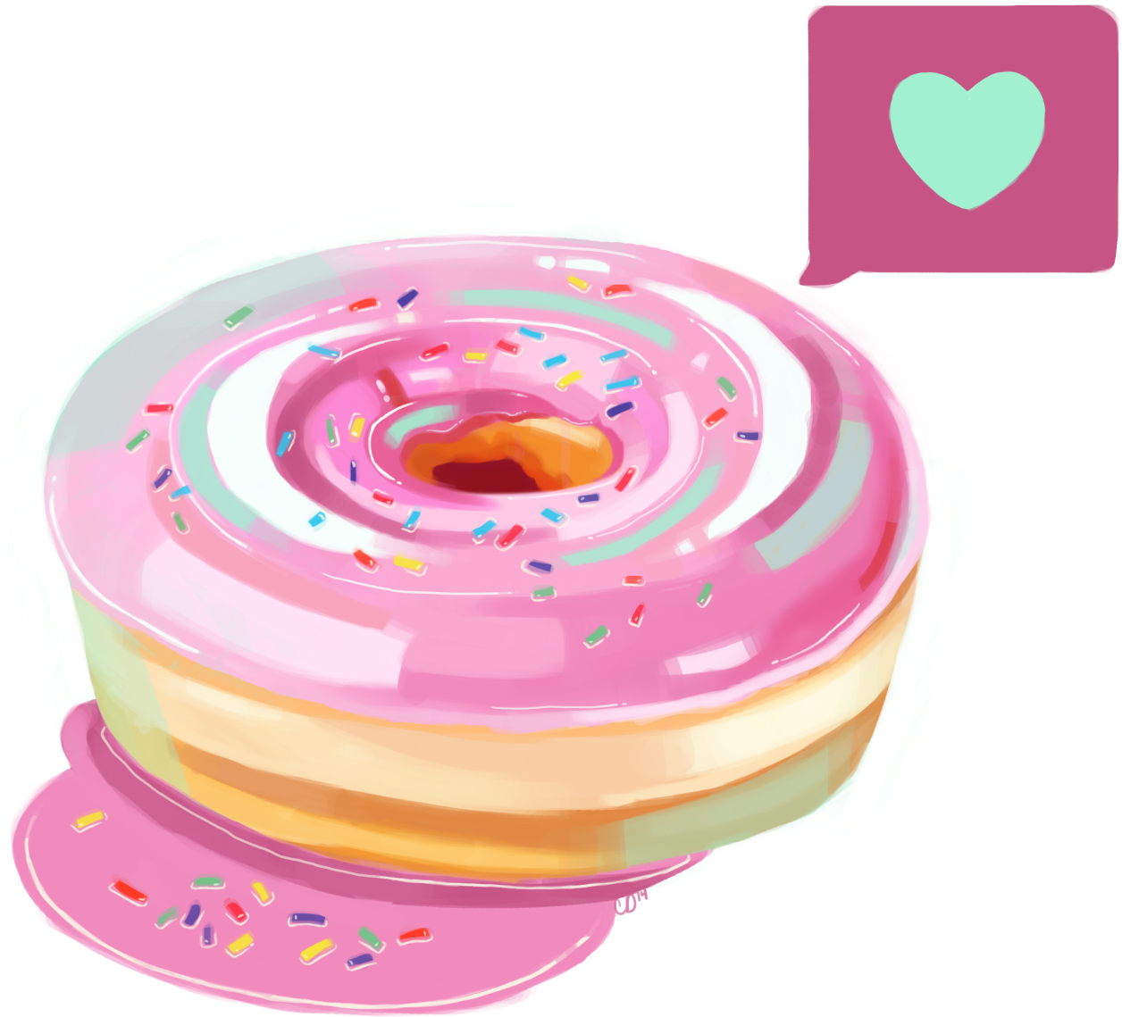 Here's The Of The Pink Frosted Heart Donut Enjoy A - Donut Art (1280x1160)