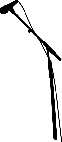 Microphone In Black By Ocal Clip Art - Microphone Stand Silhouette Png (258x588)