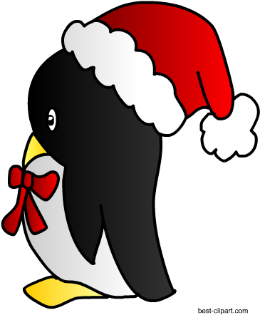 Penguin In Christmas Hat Clip Art - Penguin (450x450)