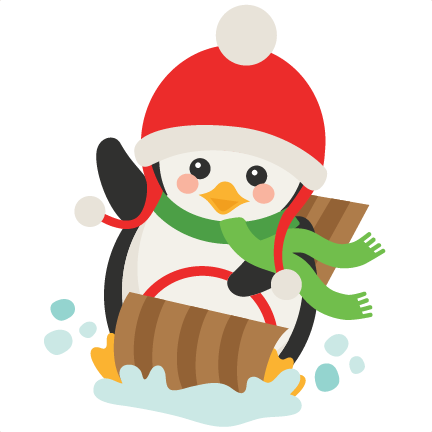 Sledding Penguin Svg Scrapbook Cut File Cute Clipart - Penguin Sledding Clipart (432x432)