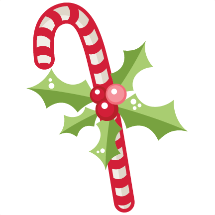 Christmas Candy Cane With Holly Svg Scrapbook Cut File - Holly Xmas Candy Cane (432x432)