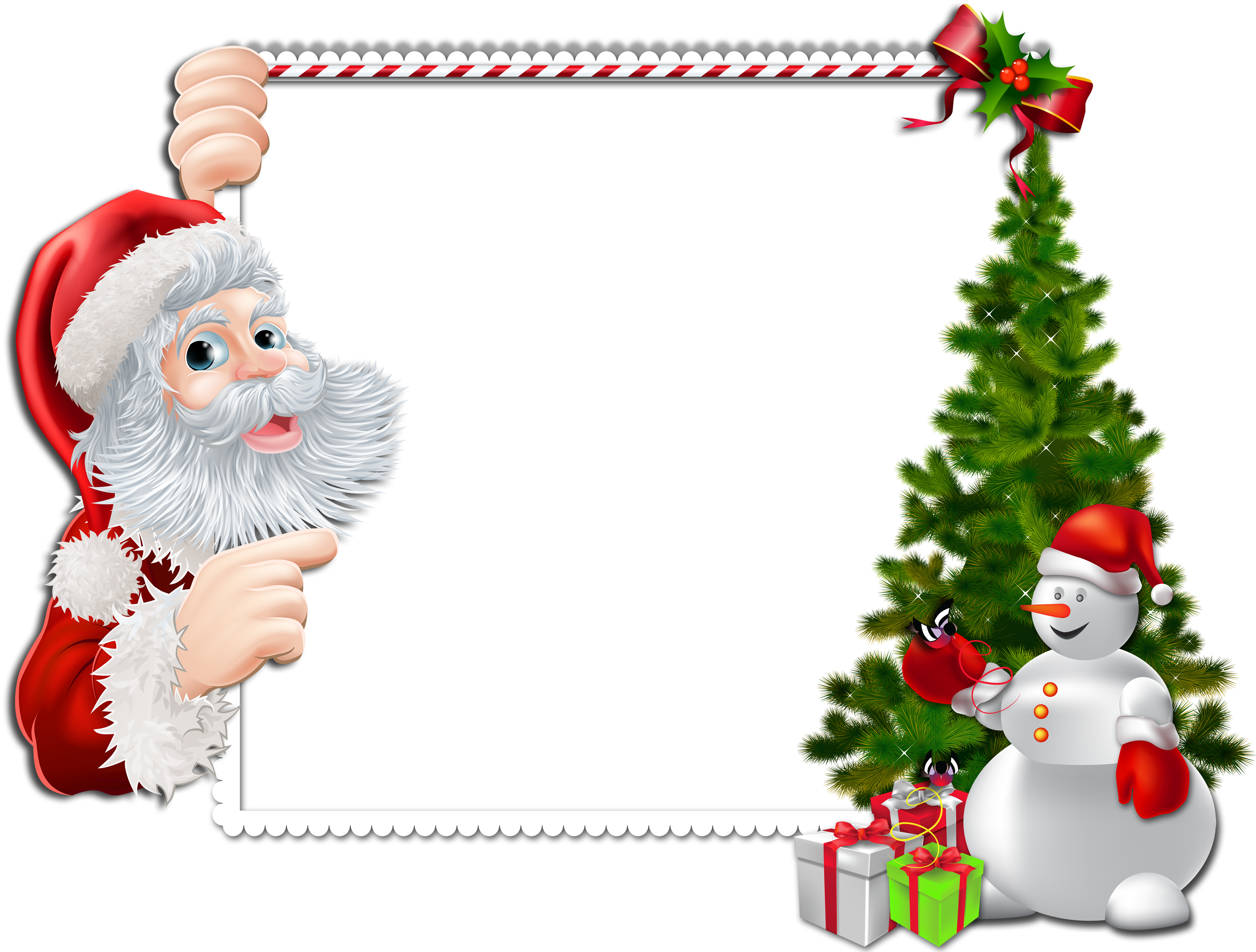 Large Christmas Png Frame With Santa And Snowman - Clipart Rahmen Weihnachten Kostenlos (4000x3031)