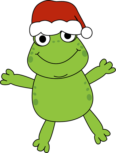Frog Christmas Clip Art - Frog With Christmas Hat (378x500)
