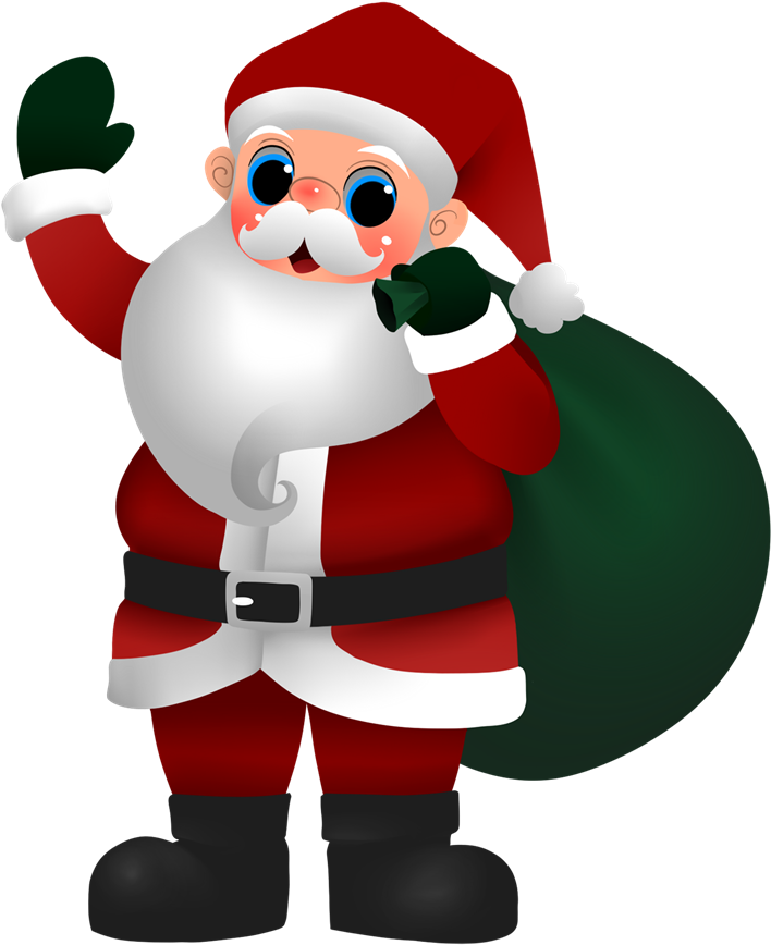 Santa Claus Clipart - Bunter Weihnachtsmann, Der Tasche Der Spielwaren Grußkarte (800x963)