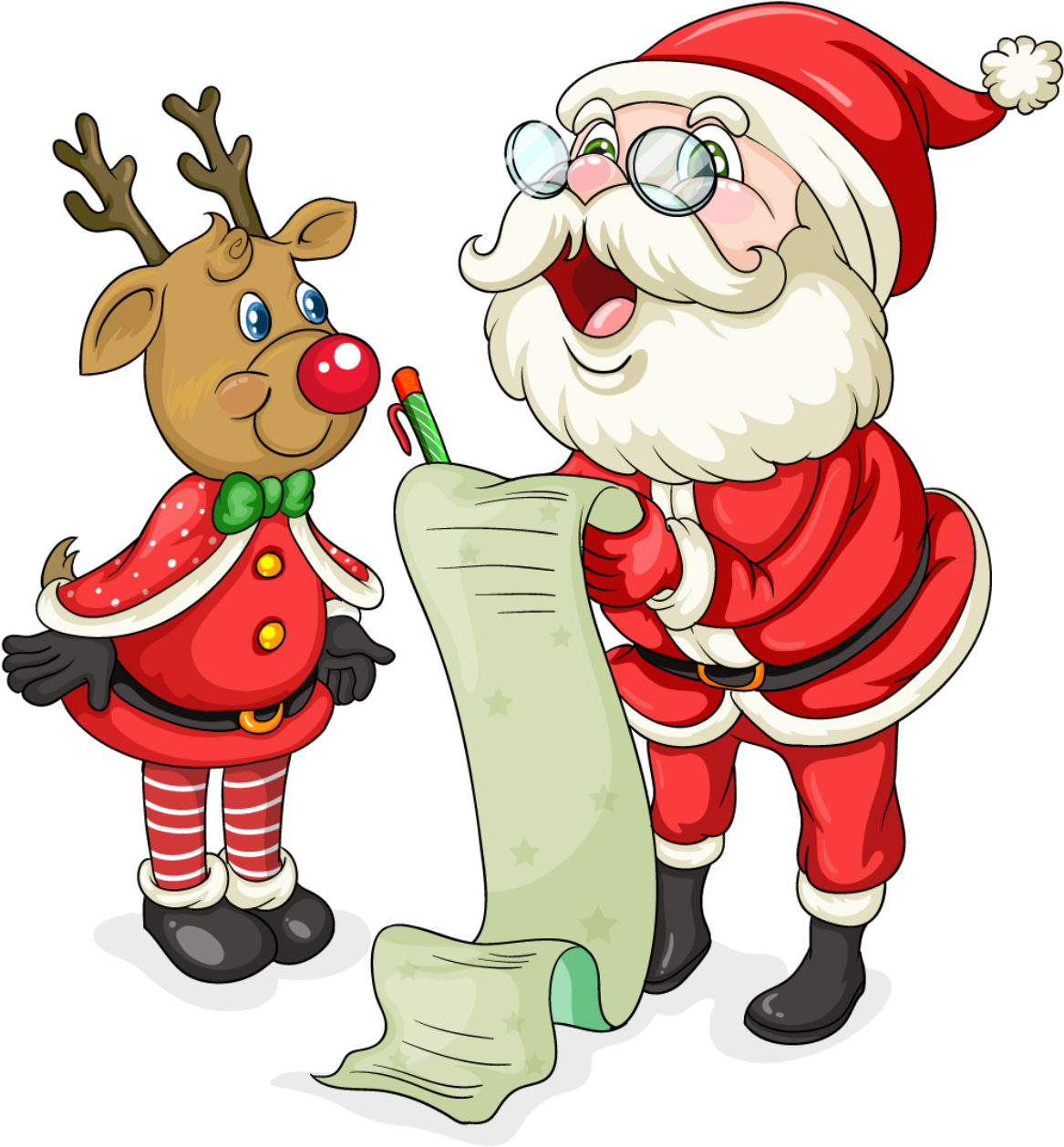 Cute Santa Christmas Clipart Santa, Christmas - Weihnachtenflashcard Mit Sankt Und Verzierungen Sandstein (1172x1280)
